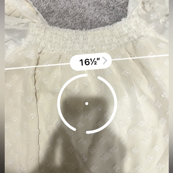 She + Sky Ivory Embroidered Blouse with Puff Sleeves Size Small - Picture 8 of 9